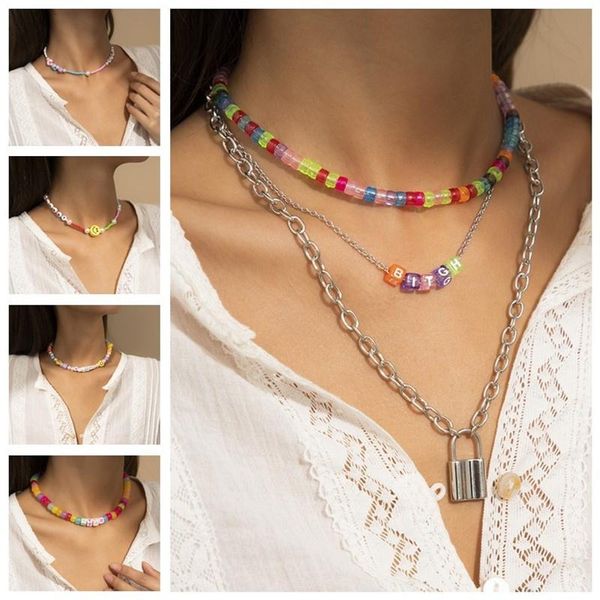 chokers bohemia charm necklace aesthetic beads clavicle choker chain letters imitation pearls smile 2021 jewelry for women girl gift, Golden;silver
chokers bohemia charm necklace aesthetic beads clavicle choker chain letters imitation pearls smile 2021 jewelry for women girl gift, Golden;silver