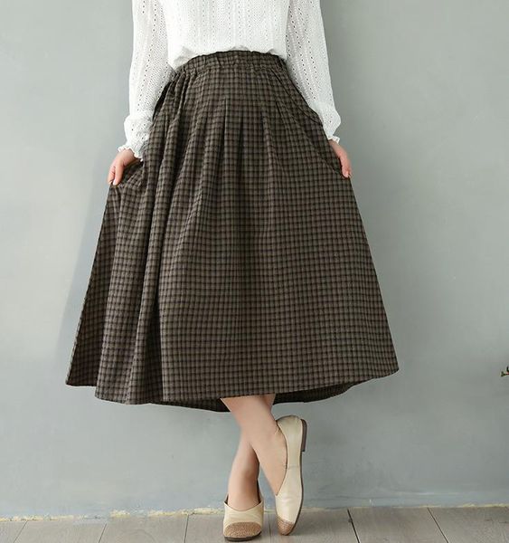 skirts 2021 spring skirt retro women large size elastic waist all-match plaid pocket loose casual mori girl, Black
skirts 2021 spring skirt retro women large size elastic waist all-match plaid pocket loose casual mori girl, Black