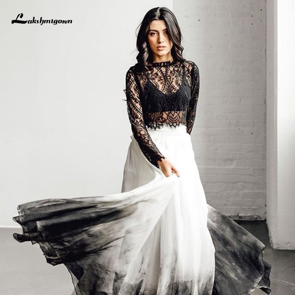 2021 new gothic black two pieces illusion lace high neck long sleeve halloween wedding es white tulle bridal gown pjt3
2021 new gothic black two pieces illusion lace high neck long sleeve halloween wedding es white tulle bridal gown pjt3
