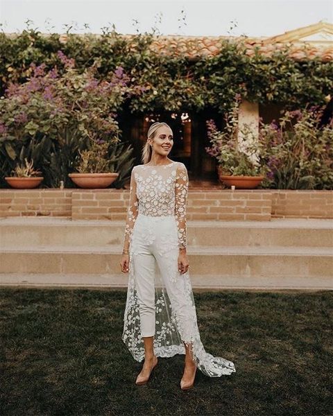 gorgeous jumpsuit evening dresses lace appliqued long sleeves custom made floor length prom dress robe de mariée, Black
gorgeous jumpsuit evening dresses lace appliqued long sleeves custom made floor length prom dress robe de mariée, Black