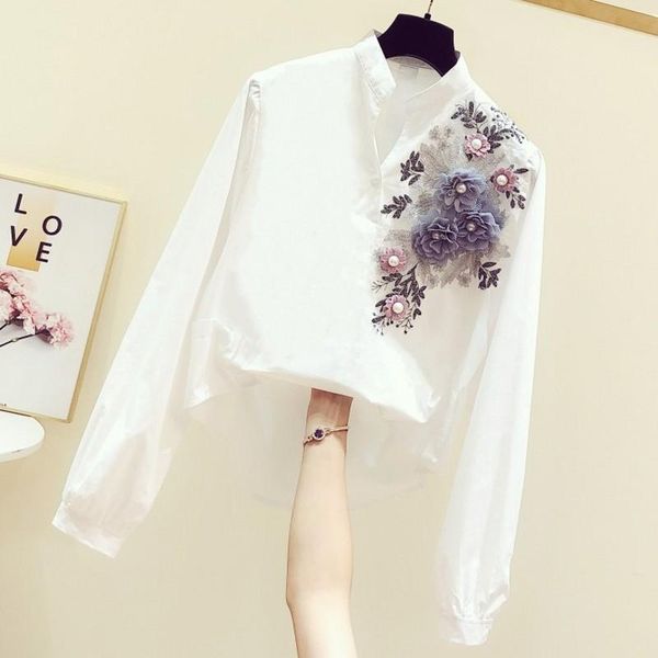 women's blouses & shirts 2021 spring embroidered floral v-neck long sleeve shirt female casual irregular all-match white blouse blusas
women's blouses & shirts 2021 spring embroidered floral v-neck long sleeve shirt female casual irregular all-match white blouse blusas