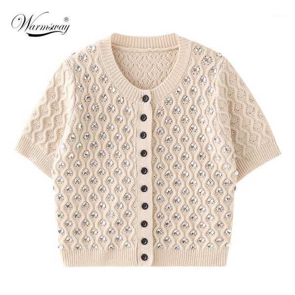 women's t-shirt luxury diamond beading knitted cardigan women o-neck single breasted sweaters ladies summer casual female b-098, White
women's t-shirt luxury diamond beading knitted cardigan women o-neck single breasted sweaters ladies summer casual female b-098, White