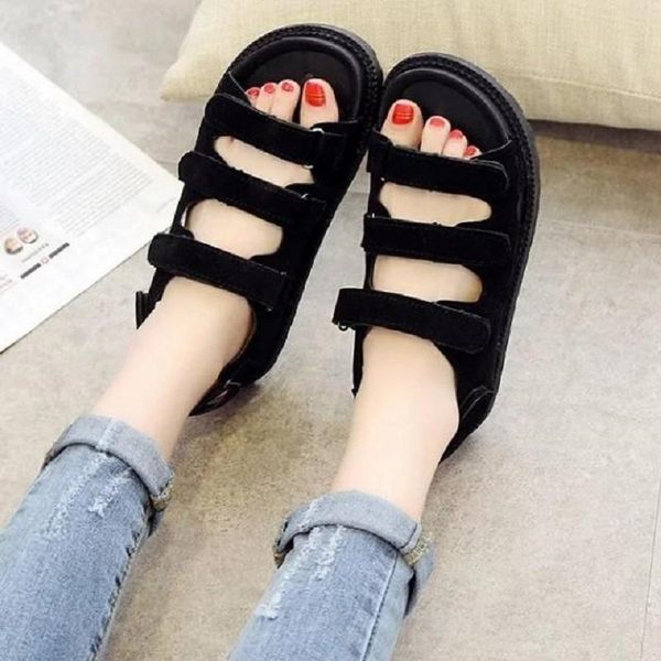 ladies beach sandals summer rome trend personality wild students thick bottom soft, Black
ladies beach sandals summer rome trend personality wild students thick bottom soft, Black
