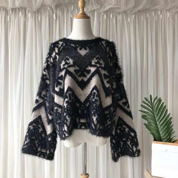 spring casual pullover knitting ladies retro lazy mink velvet loose plus size short sweater women 16q382 210510, White;black
spring casual pullover knitting ladies retro lazy mink velvet loose plus size short sweater women 16q382 210510, White;black