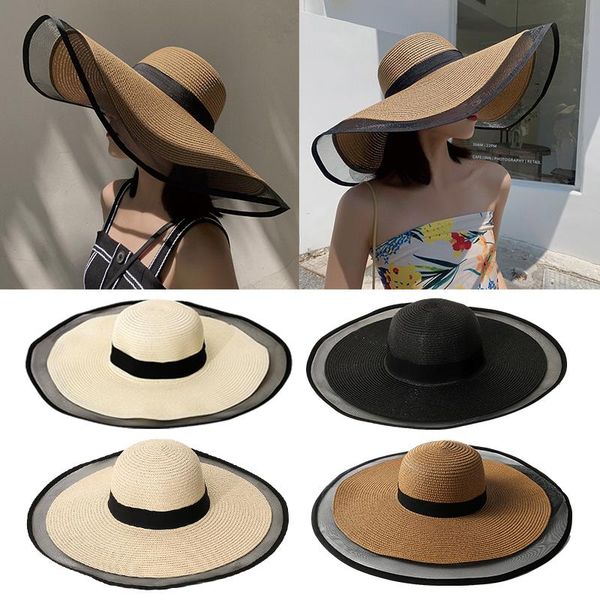 wide brim hats 1pc large straw hat net gauze sunshade sea side travel beach outing summer, Blue;gray
wide brim hats 1pc large straw hat net gauze sunshade sea side travel beach outing summer, Blue;gray