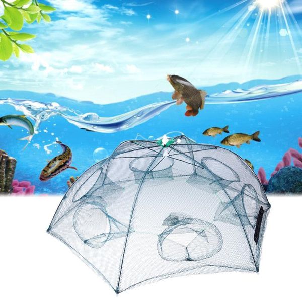 fishing accessories 6 holes net folding catcher tank trap china cages hexagon network casting nets crayfish shrimp mesh supply