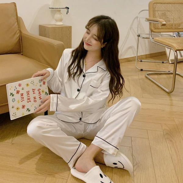 women's sleepwear ice silk pajamas for women spring thin two-piece 2021 internet simple outerwear homewear suit, Black;red
women's sleepwear ice silk pajamas for women spring thin two-piece 2021 internet simple outerwear homewear suit, Black;red
