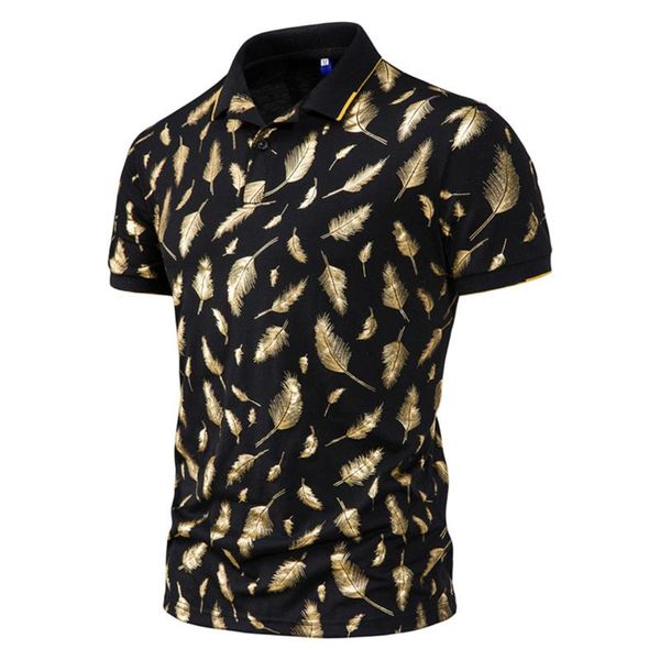 men's polos summer fashion shirts 2021 feather bronzing print lapel short sleeve clothing camisas para hombre, White;black
men's polos summer fashion shirts 2021 feather bronzing print lapel short sleeve clothing camisas para hombre, White;black
