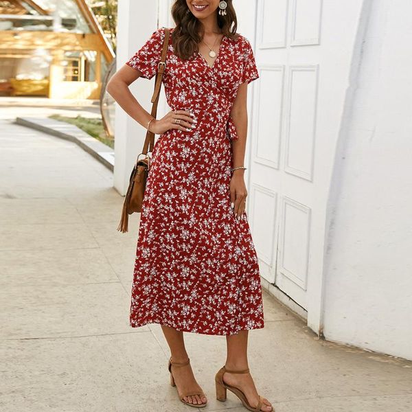 women 2021 fashion spring summer dress floral print v-neck short sleeve casual elegant vestidos de mujer women's swimwear, White;black
women 2021 fashion spring summer dress floral print v-neck short sleeve casual elegant vestidos de mujer women's swimwear, White;black