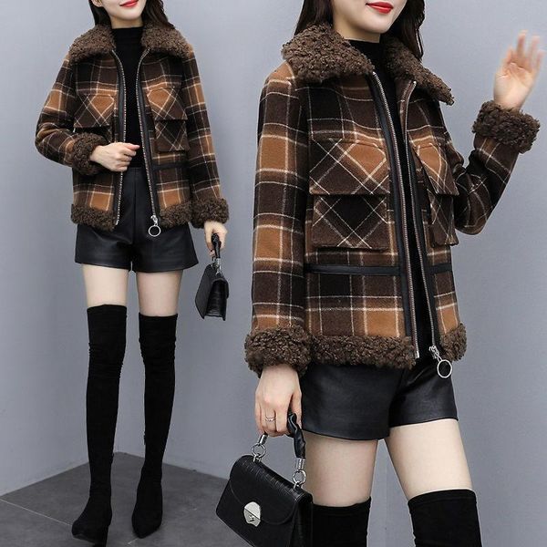 women's wool & blends autumn winter woman classic overcoats female plaid casual lapel zipper loose coats ladies vintage long sleeve out, Black
women's wool & blends autumn winter woman classic overcoats female plaid casual lapel zipper loose coats ladies vintage long sleeve out, Black