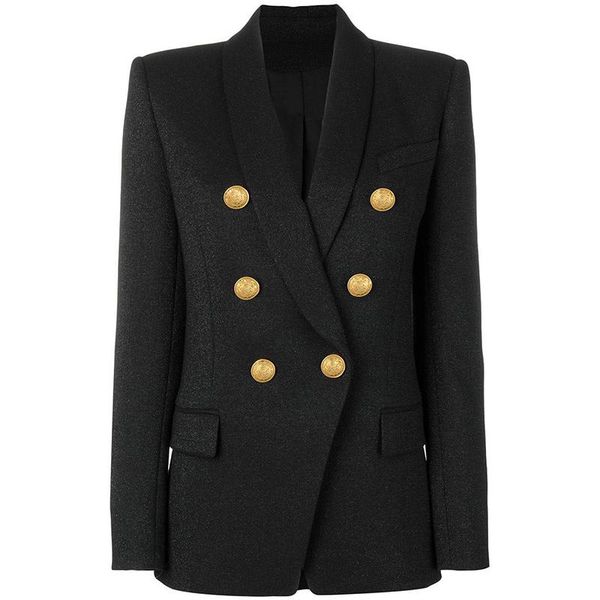 est high 2021 runway designer blazer women's classic shawl collar metal buttons double breated shimmer jacket suits & blazers, White;black
est high 2021 runway designer blazer women's classic shawl collar metal buttons double breated shimmer jacket suits & blazers, White;black