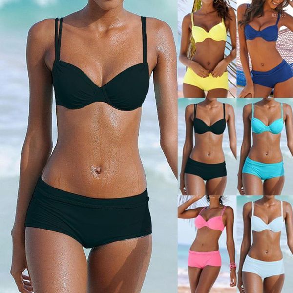 women's swimwear 2021 solid bikini women bandeau biquini swimsuit female bathing suit push up set beachwear ropa mujer, White;black
women's swimwear 2021 solid bikini women bandeau biquini swimsuit female bathing suit push up set beachwear ropa mujer, White;black