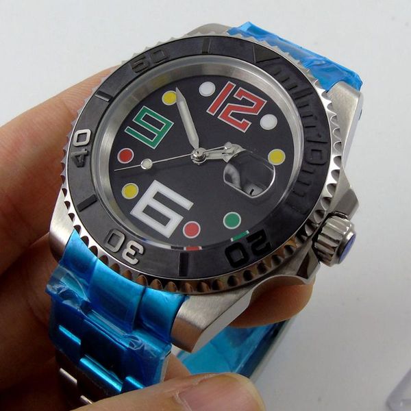 wristwatches 40mm black sterile dial sapphire glass date ceramic bezel case back miyota 8215 automatic movement men's watch, Slivery;brown
wristwatches 40mm black sterile dial sapphire glass date ceramic bezel case back miyota 8215 automatic movement men's watch, Slivery;brown