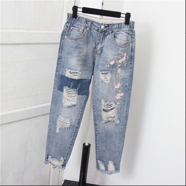 women jean 5xl ripped jeans for embroidery hole high waist femme denim harem pants casual plus size mom q1382, Blue
women jean 5xl ripped jeans for embroidery hole high waist femme denim harem pants casual plus size mom q1382, Blue