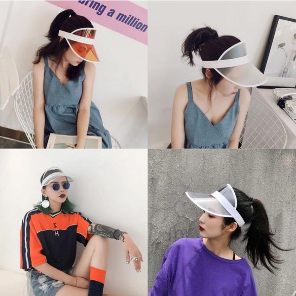 wide brim hats women summer uv protection sun visor plastic hat golf sport transparent headband cap, Blue;gray
wide brim hats women summer uv protection sun visor plastic hat golf sport transparent headband cap, Blue;gray
