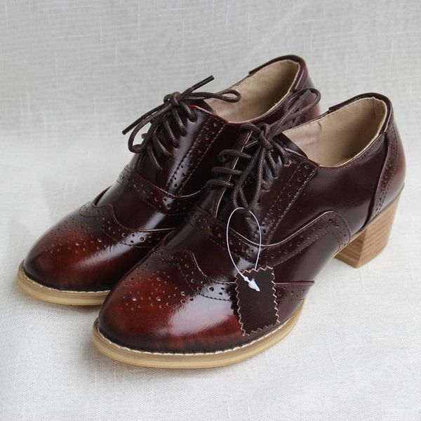 dress shoes handmade bullock carving british women's single middle heel lace up oxford for women vintage leather zapatos, Black
dress shoes handmade bullock carving british women's single middle heel lace up oxford for women vintage leather zapatos, Black