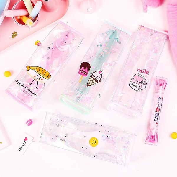 high grade cute pencil bag&case pvc transparent milk liquid student girls cartoon pink storage bags for school supply stationery
high grade cute pencil bag&case pvc transparent milk liquid student girls cartoon pink storage bags for school supply stationery