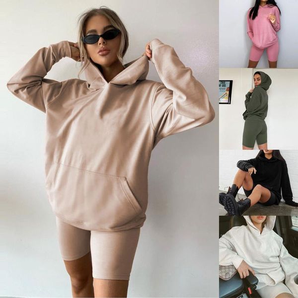 women's tracksuits 2 pieces outfits female solid color long sleeve hooded fitting pullover high waist slim shorts for fitness tracksuit, Gray
women's tracksuits 2 pieces outfits female solid color long sleeve hooded fitting pullover high waist slim shorts for fitness tracksuit, Gray