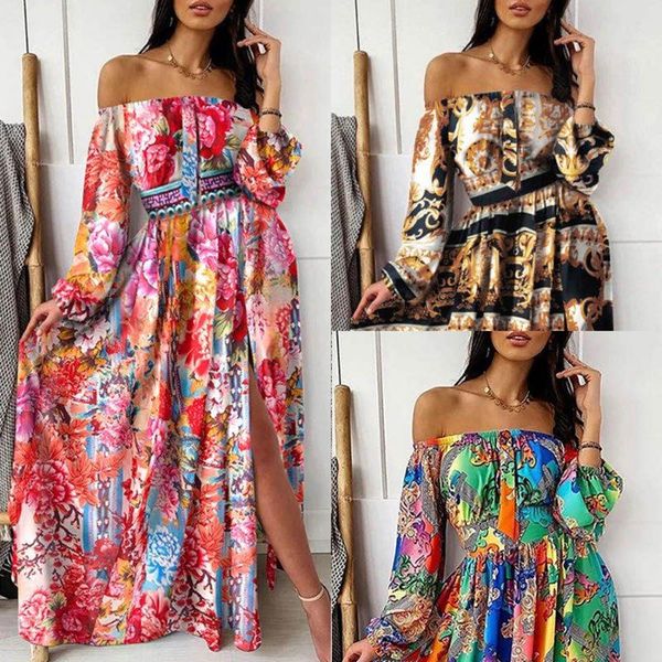 casual dresses autumn woman boho floral dress slash neck long sleeve floor length elegant split high waist vestidos, Black;gray
casual dresses autumn woman boho floral dress slash neck long sleeve floor length elegant split high waist vestidos, Black;gray