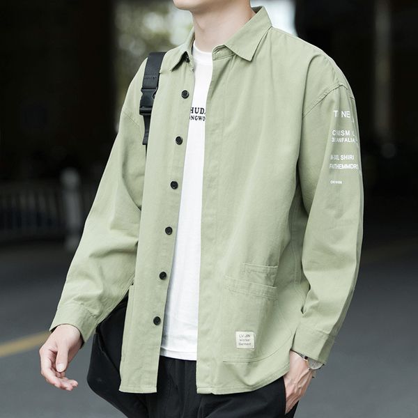 long sleeve shirt men's spring fashion brand tooling coat 2021 korean 3 / 4 casual, White;black
long sleeve shirt men's spring fashion brand tooling coat 2021 korean 3 / 4 casual, White;black