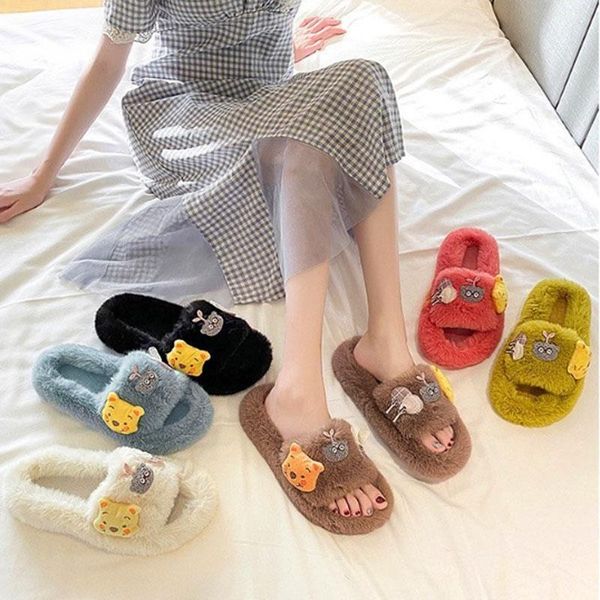 women's fur slippers female autumn and winter wear fashion cartoon flat bottom, Black
women's fur slippers female autumn and winter wear fashion cartoon flat bottom, Black