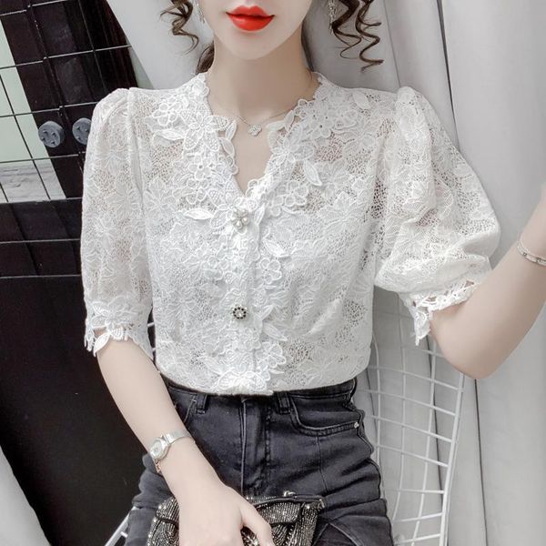 women's blouses & shirts twicefanx women camisas mujer feminina v neck blouse summer 2021 short-sleeved lace vintage 892i, White
women's blouses & shirts twicefanx women camisas mujer feminina v neck blouse summer 2021 short-sleeved lace vintage 892i, White