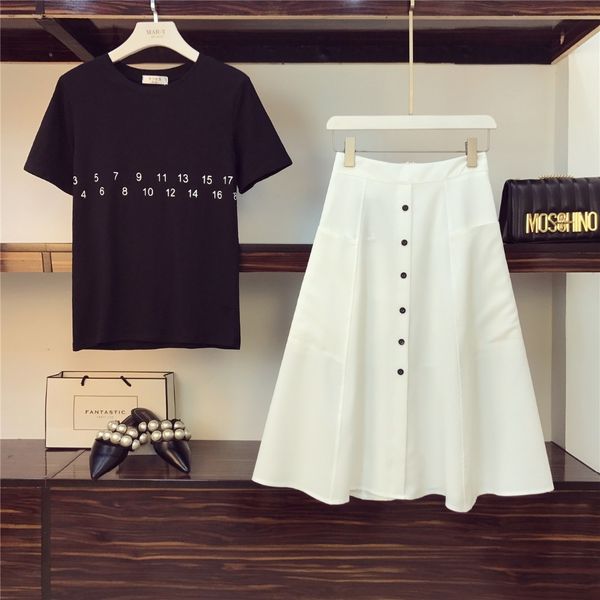 two piece dress women's high waist button t-shirt and skirt, quality summer suit, 2 pieces., White
two piece dress women's high waist button t-shirt and skirt, quality summer suit, 2 pieces., White