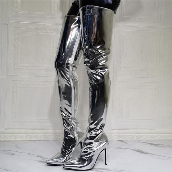 boots modern silver mirror leather big size 47 pointy toe stiletto heels women's shoes winter side zipper solid fashion, Black
boots modern silver mirror leather big size 47 pointy toe stiletto heels women's shoes winter side zipper solid fashion, Black