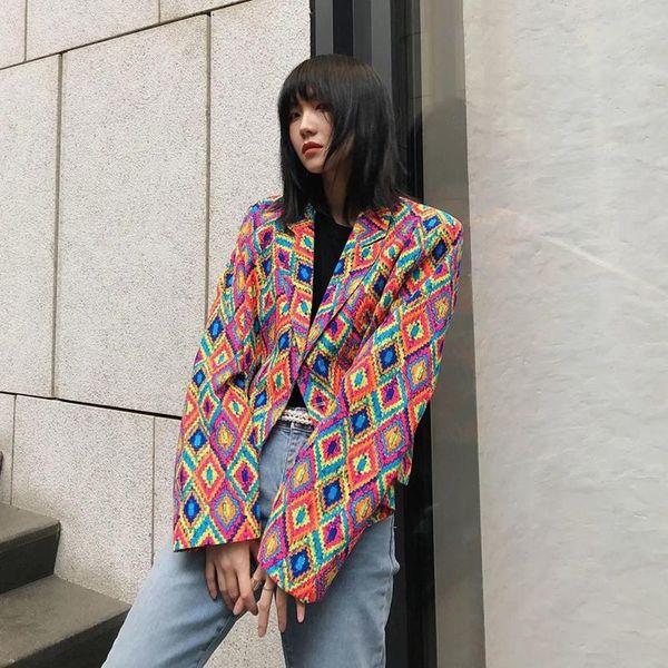 women's suits & blazers personality multicolor y2k women vintage fashion loose cropped suit jacket woman 2021 autumn style, White;black
women's suits & blazers personality multicolor y2k women vintage fashion loose cropped suit jacket woman 2021 autumn style, White;black