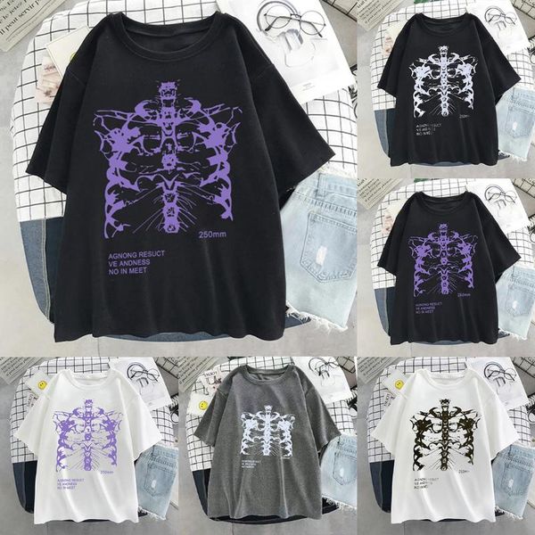 women's t-shirt hip hop summer short sleeve streetwear women harajuku skeleton print vintage clothes tshirt punk oversized goth tee, White
women's t-shirt hip hop summer short sleeve streetwear women harajuku skeleton print vintage clothes tshirt punk oversized goth tee, White