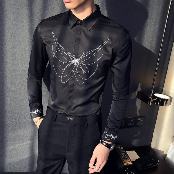 black/white butterfly embroidery social shirts dress for men clothing 2021 long sleeve simple solid slim fit casual tuxedo 3xl- men's, White;black
black/white butterfly embroidery social shirts dress for men clothing 2021 long sleeve simple solid slim fit casual tuxedo 3xl- men's, White;black