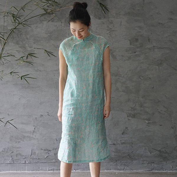 johnature summer retro floral print stand button chinese style dress simple loose comfortable women fashion dresses 210521, Black;gray
johnature summer retro floral print stand button chinese style dress simple loose comfortable women fashion dresses 210521, Black;gray