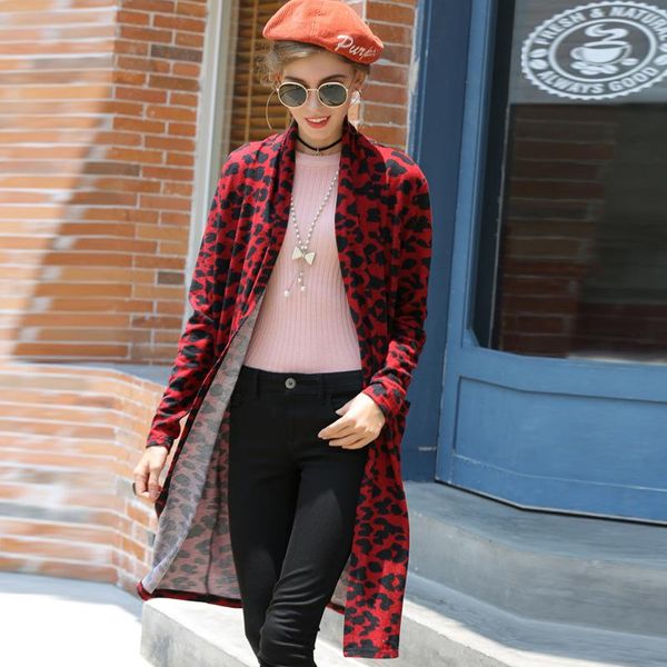 autumn winter european and american women's leopard print thin coat long cardigan jackets, Black;brown
autumn winter european and american women's leopard print thin coat long cardigan jackets, Black;brown