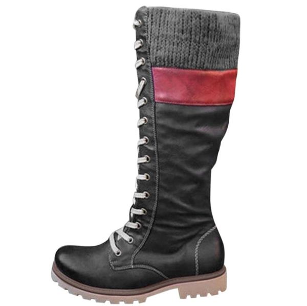 boots women's casual lace colorblock flat with large size retro roman up knight high, Black
boots women's casual lace colorblock flat with large size retro roman up knight high, Black