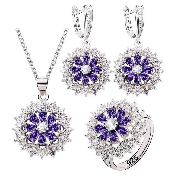 earrings & necklace purple multicolor semi-precious silver color jewelry sets for women wedding birthday pendant ring
earrings & necklace purple multicolor semi-precious silver color jewelry sets for women wedding birthday pendant ring