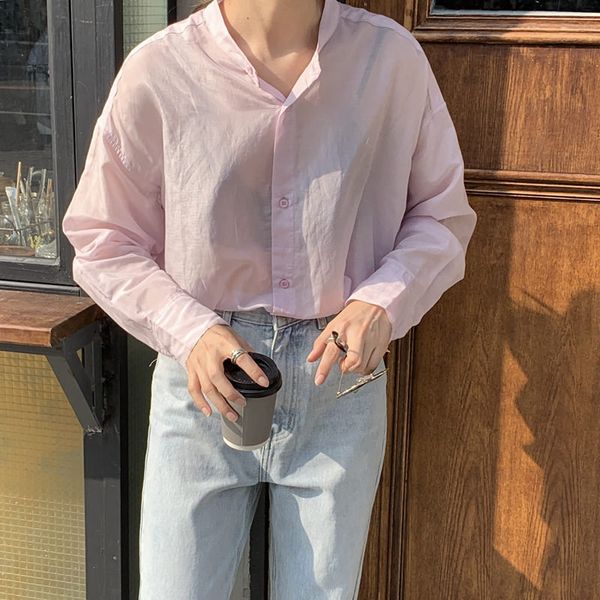pink stand light solid casual chic streetwear girls elegance women all match loose gentle shirts 210421, White
pink stand light solid casual chic streetwear girls elegance women all match loose gentle shirts 210421, White