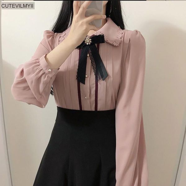 women's blouses & shirts 2021 spring women cute bow ribbon preppy style vintage japan korea design button elegant formal pink white
women's blouses & shirts 2021 spring women cute bow ribbon preppy style vintage japan korea design button elegant formal pink white