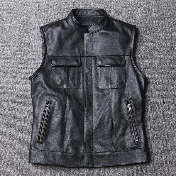 men's vests motorcycle biker leather vest men genuine cow sleeveless jackets 100% real cowhide stand collar waistcoat outwear, Black;white
men's vests motorcycle biker leather vest men genuine cow sleeveless jackets 100% real cowhide stand collar waistcoat outwear, Black;white