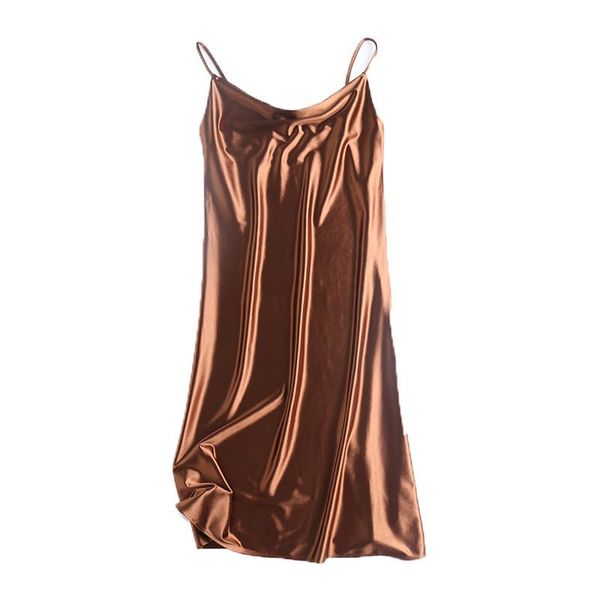 spring summer styles of pure color elegant satin halter strap dress women, one-line collar all-match women casual dresses, Black;gray
spring summer styles of pure color elegant satin halter strap dress women, one-line collar all-match women casual dresses, Black;gray
