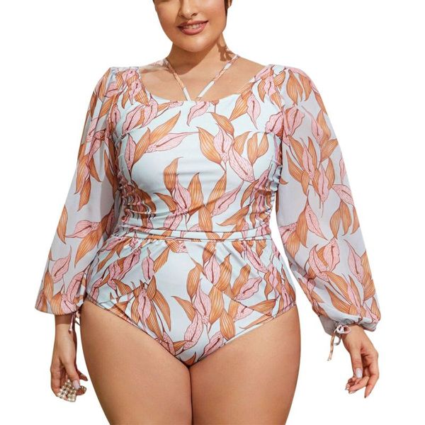 women's swimwear women conservative swimsuit, adults plant print long tie up sleeve u-shaped neck padded, White;black
women's swimwear women conservative swimsuit, adults plant print long tie up sleeve u-shaped neck padded, White;black