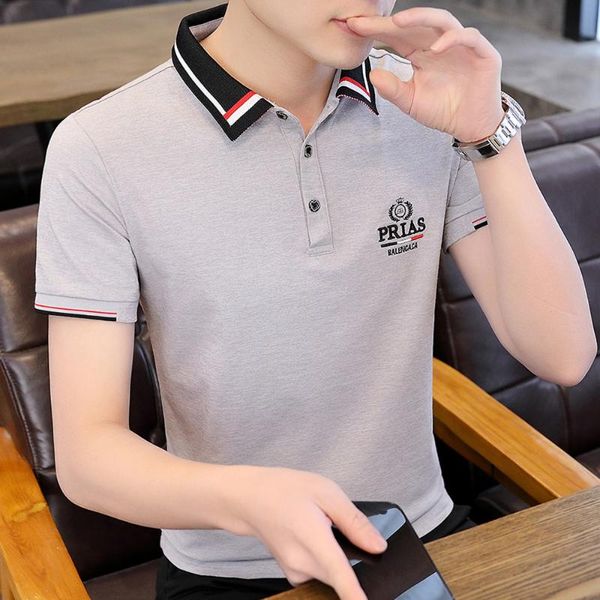 men's polos summer embroidery logo shirts men short sleeve slim business casual lapel street wear tee male clothing, White;black
men's polos summer embroidery logo shirts men short sleeve slim business casual lapel street wear tee male clothing, White;black