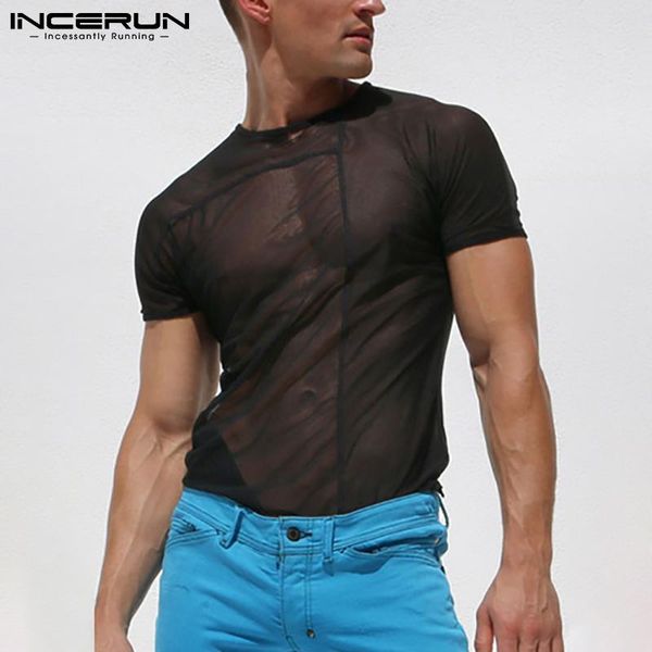 men's t-shirts incerun men mesh t shirt transparent short sleeve o neck casual tee streetwear 2021 party nightclub plus size, White;black
men's t-shirts incerun men mesh t shirt transparent short sleeve o neck casual tee streetwear 2021 party nightclub plus size, White;black