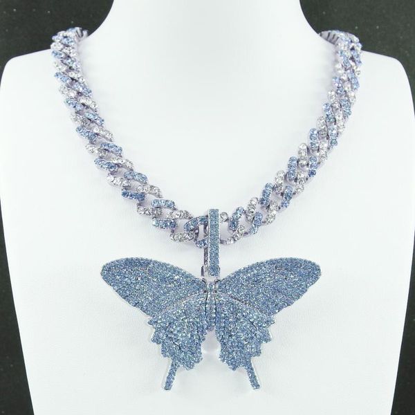 tone white blue crystal miami cuban chain big size 75mm pink butterfly pendant necklace hip hop women's jewelry iced out men's nec, Silver
tone white blue crystal miami cuban chain big size 75mm pink butterfly pendant necklace hip hop women's jewelry iced out men's nec, Silver