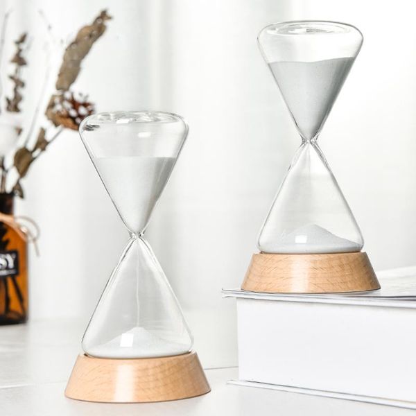 other clocks & accessories sand timers, hourglasses timer with wood base, 15/30 minutes sandglass for kids kitchen home office decoration