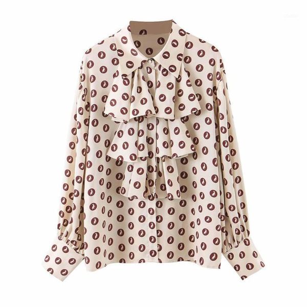 women blouse with tie collar ruffle cartoon print long sleeve chiffon shirt femme casual loose office wear blosue women's blouses & shi, White
women blouse with tie collar ruffle cartoon print long sleeve chiffon shirt femme casual loose office wear blosue women's blouses & shi, White