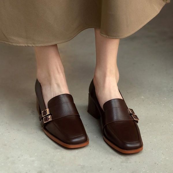 women pumps soft cow leather autumn spring brown color square toe buckle strap high heels size 40 dress shoes, Black
women pumps soft cow leather autumn spring brown color square toe buckle strap high heels size 40 dress shoes, Black