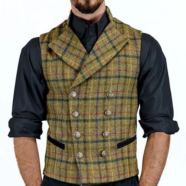 men's vests casual slim plaid vest 2021 fashion male gantleman sleeveless tweed waistcoat lapel groomsman coat, Black;white
men's vests casual slim plaid vest 2021 fashion male gantleman sleeveless tweed waistcoat lapel groomsman coat, Black;white