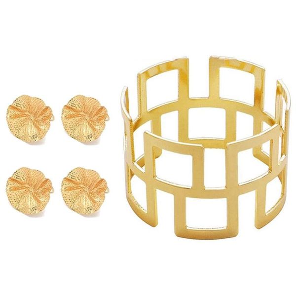 napkin rings 4 pcs gold ring & 4pcs metal lotus leaf restaurant buckle jewelry towel
napkin rings 4 pcs gold ring & 4pcs metal lotus leaf restaurant buckle jewelry towel