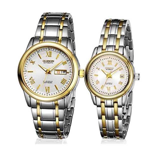 wristwatches guanqin watch couple set stainless steel 2021 men women lovers date ladies wrist quartz reloj pareja hombre y mujer, Slivery;brown
wristwatches guanqin watch couple set stainless steel 2021 men women lovers date ladies wrist quartz reloj pareja hombre y mujer, Slivery;brown