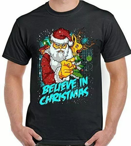 believe in christmas - mens funny t-shirt secret santa father xmas, White;black
believe in christmas - mens funny t-shirt secret santa father xmas, White;black